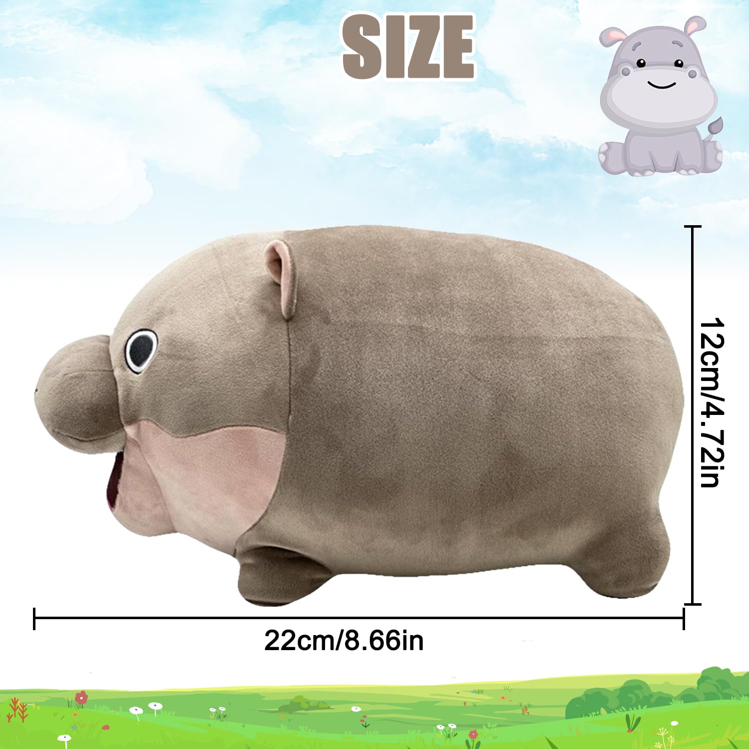 Zwergnilpferd Plüschtier – 22x12 Cm, Aus PP-Baumwolle, Süßes Dekorations- & Kuscheltier