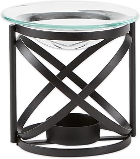 Zingz & Thingz Orbital Art Deco Oil Warmer - Metal Glass Essential Oil Diffuser, Made in USA, 3.5 Inch Compact Design