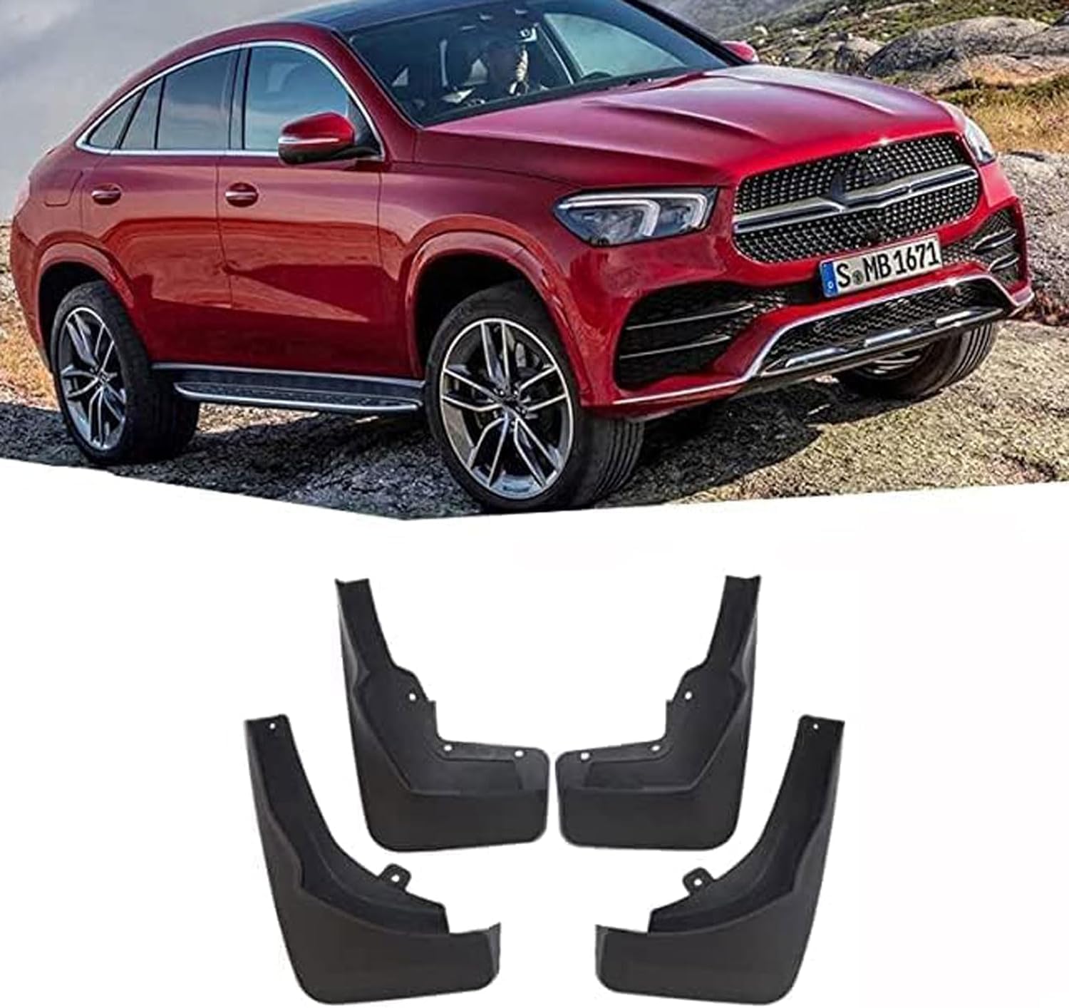 RSCBB 4 Pcs Car Mud Flaps Splash Guards for Mercedes Benz GLE Coupe C167 2020-2022, Easy Installation Mudguards Front Rear Mud Flaps Splashproof Waterproof Car Accessories