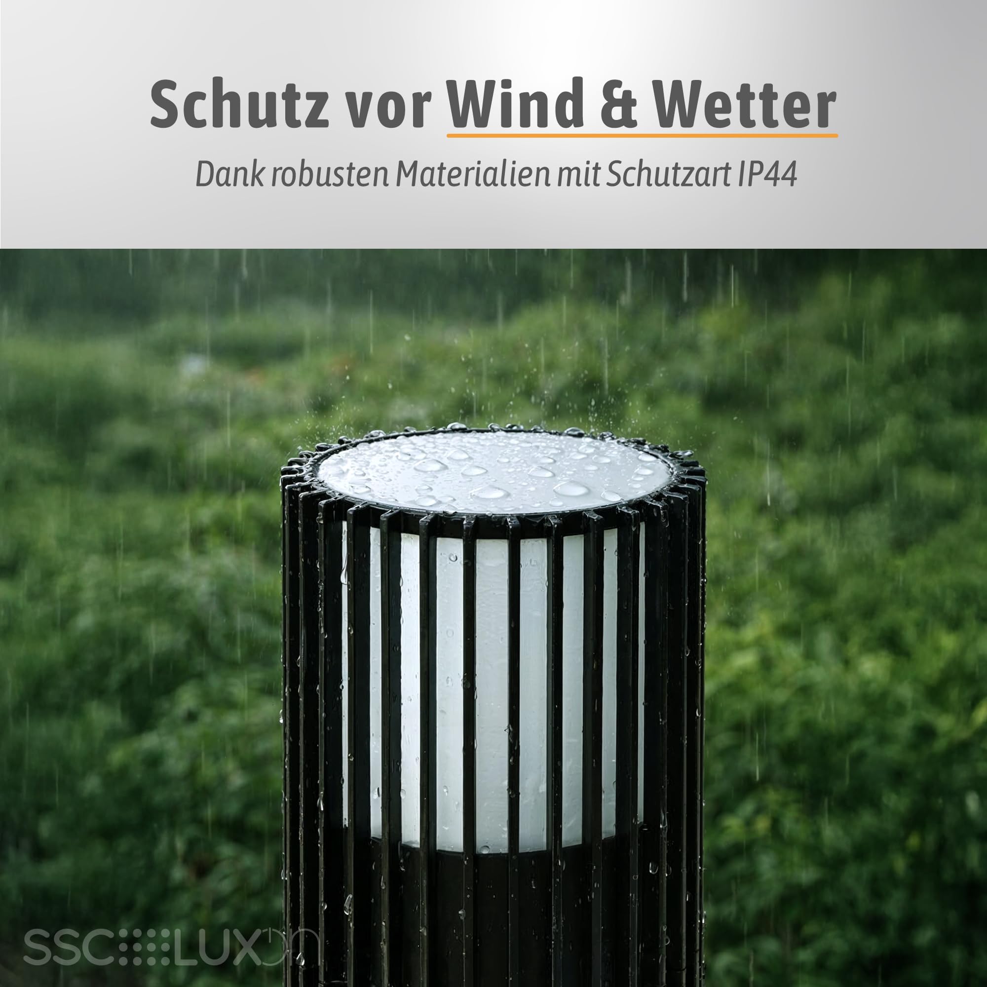 SSC-LUXon 4x GAVALO Pollerleuchte schwarz rund IP44 geriffelt für G9 Lampe - Design Wegeleuchten Außenlampe aus Aluminium Sockellampe für Außen