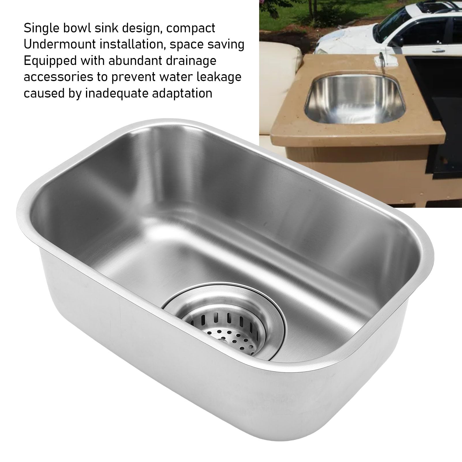 banapoy Lavabo bajo Encimera para Lavabo Solo Cuenco con Desagüe