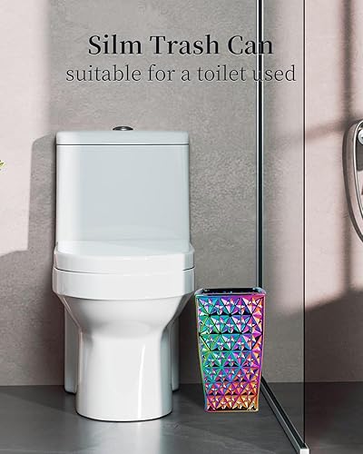 Miniatura 7 de Colorido bote de basura pequeño para baño, dormitorio, cocina, oficina en casa y habitación de los niños, contiene residuos, reciclaje, cerámica