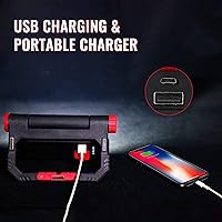 Vista 5 de Luz de trabajo LED, 1900LM COB luces de trabajo recargables portátiles, linterna magnética, 3 modos de luz mecánica brillante con base magnética