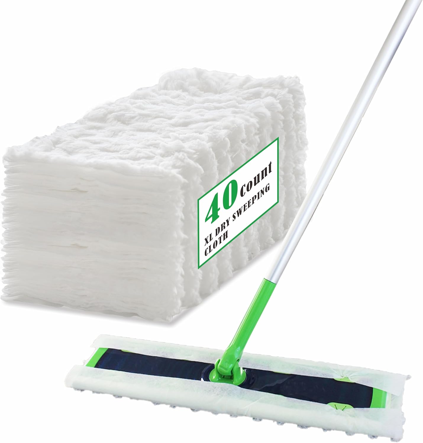 JEBBLAS XL Pet Dry Sweeping Cloth Refills Heavy Duty Mop Pads Multi Surface Refills for Floor Mopping and Cleaning,Disposable Sweeping Cloth for XL Sweeper, Pack of 60 Pcs