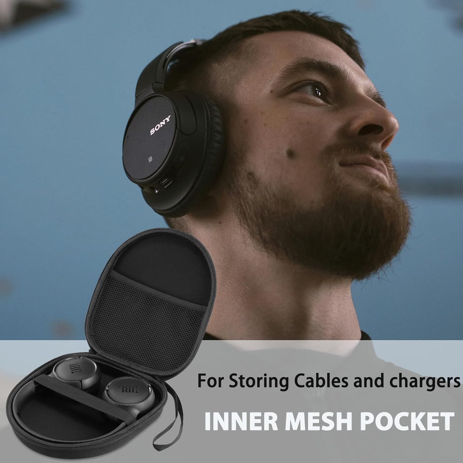 Case Compatible with JBL Tune 510BT 520BT 720BT 770NC 660NC 670NC, and Sony WH-CH720N WH-CH520 Noise Canceling Wireless Headphones, Portable Travel Headphone Cases (Black) - Image 5