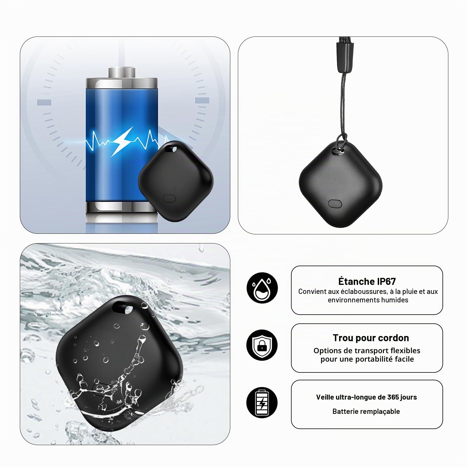 2PCS Android Smart Tag Traceur Tag Fonctionne avec l’app Google Localiser, Traceur Localisateur D’Objets Bluetooth pour Bagages/Sacs/Clés/Portefeuilles/Vélos