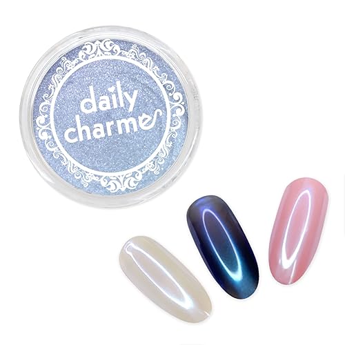 Daily Charme Polvo cromado Stardust (zafiro) 0.04 oz, polvo cromado iridiscente, efecto holográfico, pigmento de polvo cromado vibrante para uñas,