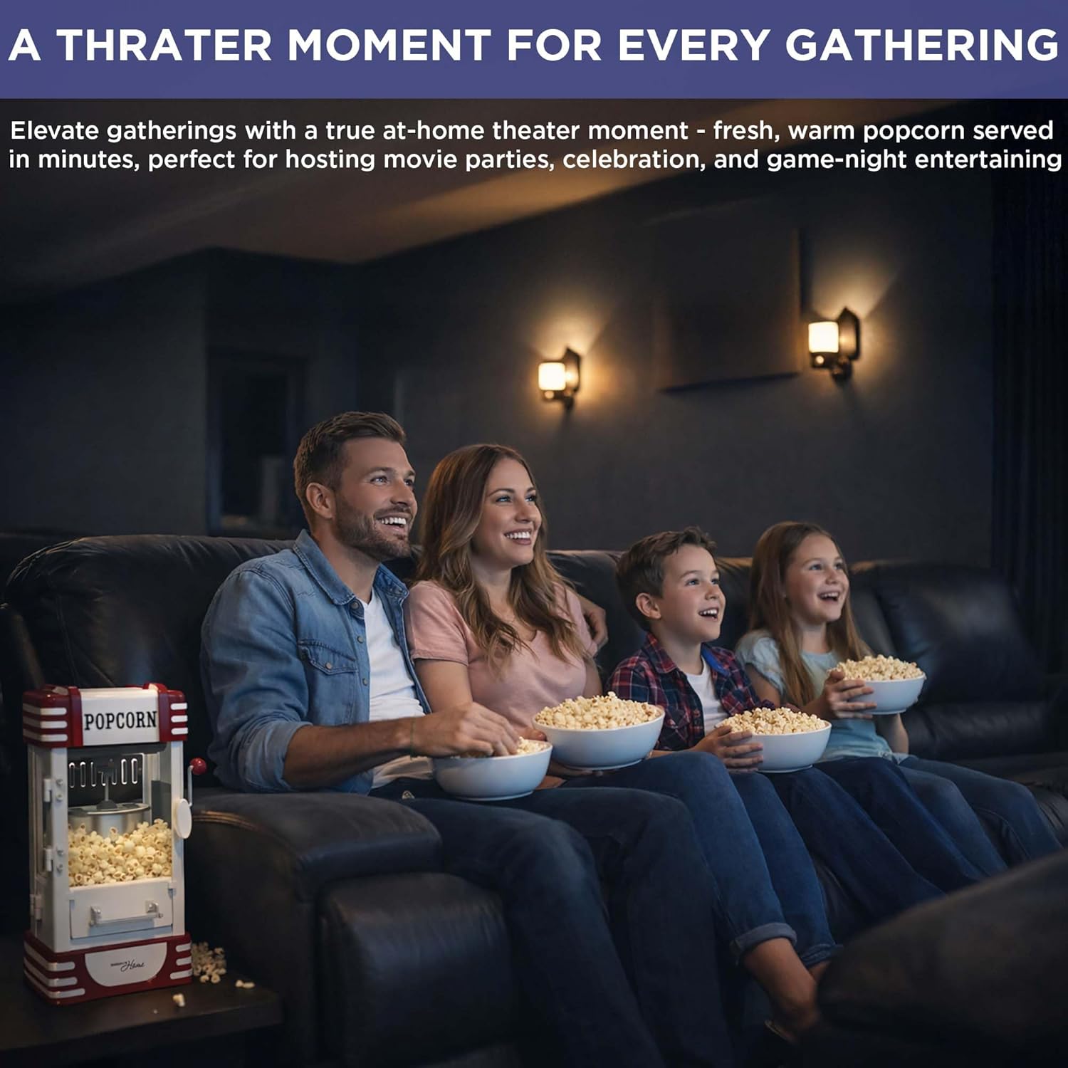 MAGNAVOX HOME, Popcorn Maker Machine Movie Theater/Cinema Style Popper with 2-Sided Serving Scoop. 2.5 Ounce, Red