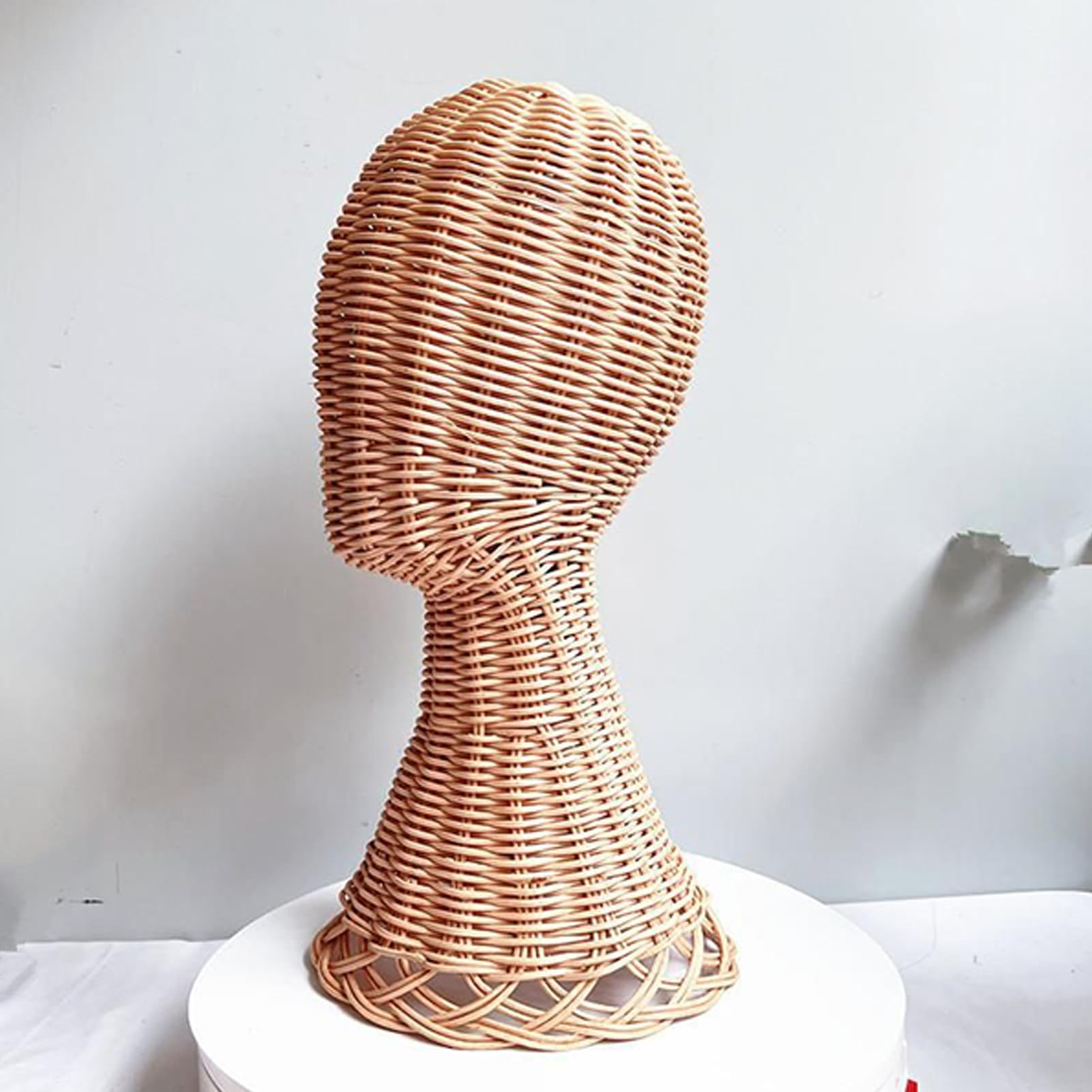Soporte de exhibición de Sombreros: Cabeza de maniquí de ratán para organizar Bufandas y Sombreros, Estante de Mesa con Base sin Puntas, hogar, , Armario, peluquerías y