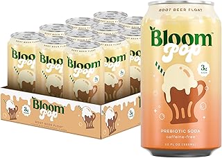 Bloom Pop Prebiotic Soda 12 Pack, Rootbeer Float Flavor, 12oz Cans | Prebiotic Soda for Gut Health, Low Calorie Soda, No Caffeine, Healthy Soft Drink Alternative