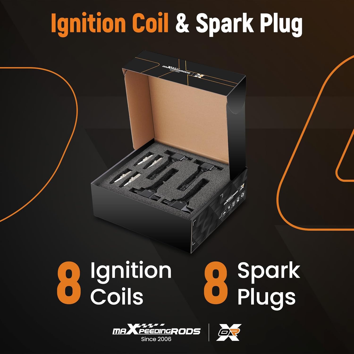 maXpeedingrods UF551 Set of 8 Ignition Coil Pack and Iridium Spark Plugs Fit for Nissan Armada NV2500 NV3500 Titan, for Infiniti QX56 2007-2015 V8 5.6L, Ignition Coil Kit Replaces 22448ZE00A