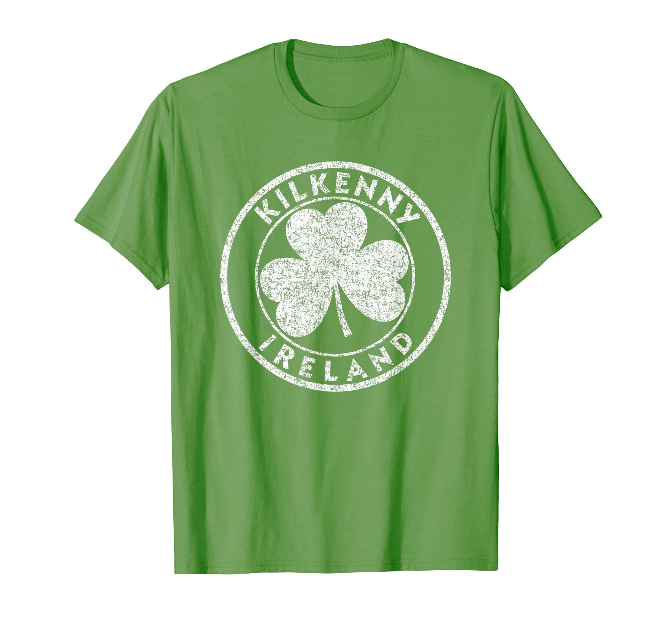 Kilkenny Ireland Shamrock Sign Distressed White Print T-Shirt
