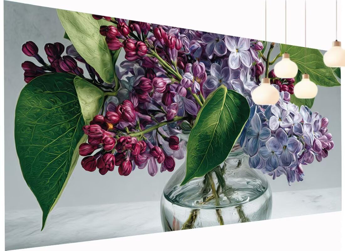 Diamond Painting XXL 70 x 140 cm, obraz do malowania diamentami na kwiaty, wazon "zrób to sam", mozaika 5D, zestaw do majsterkowania, dla dorosłych, prostokątne kamienie, haft, sztuka rzemiosła, do