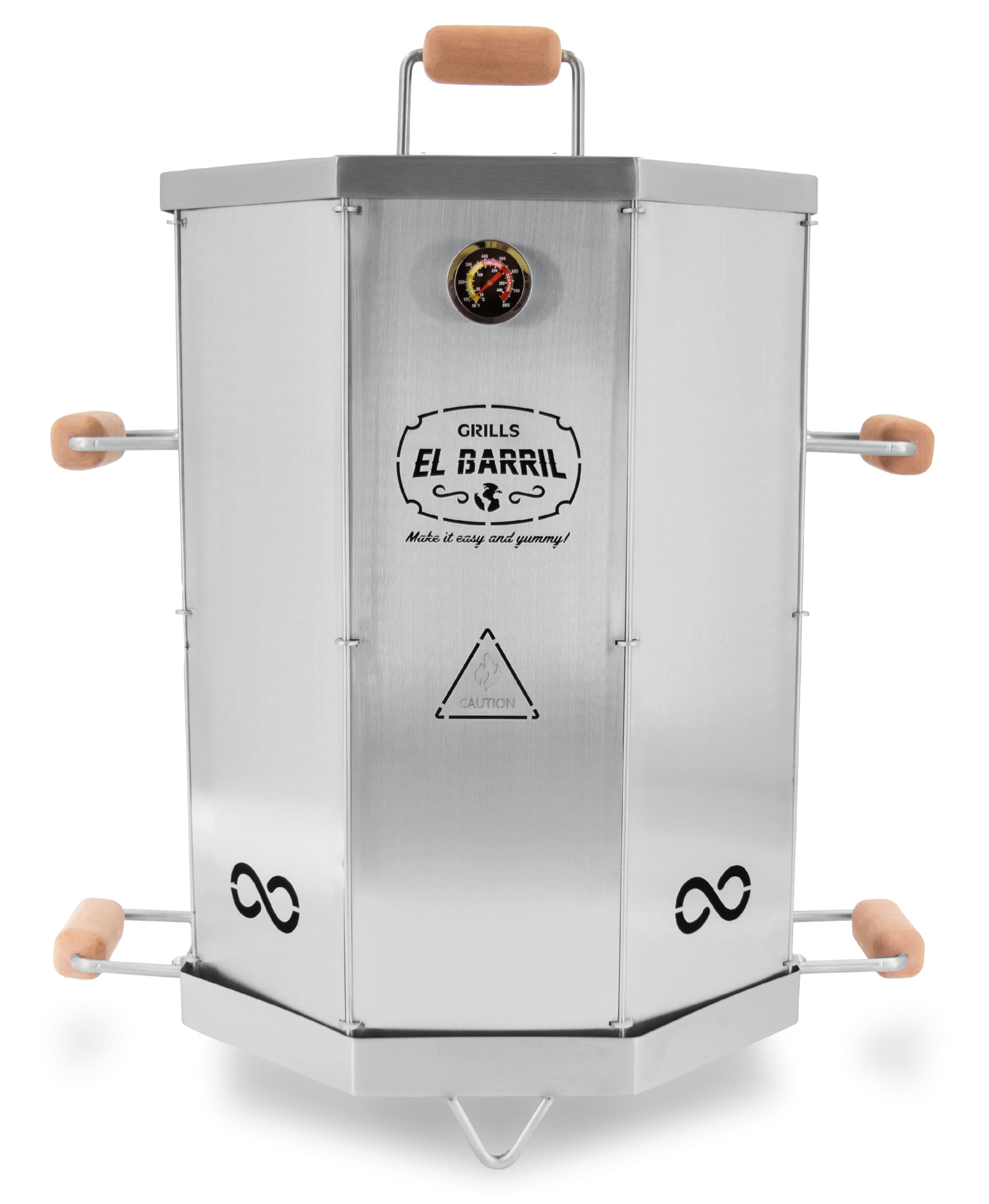 EL BARRIL 20lbs Stainless Steel Foldable Charcoal Smoker & Grill Barrel – Portable Outdoor Smokers with Grilling Accessories