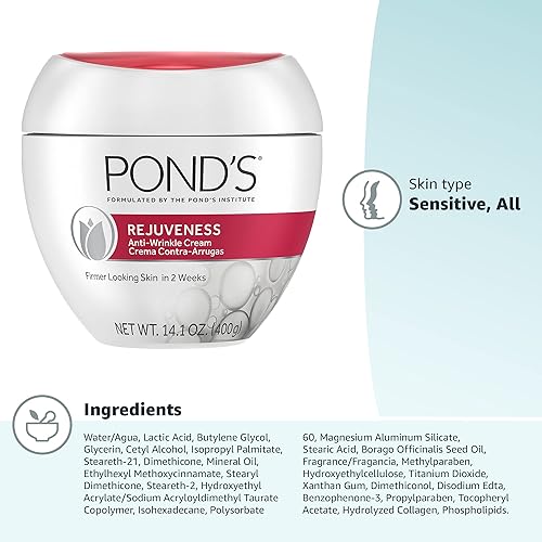 Miniatura 8 de Ponds Crema facial antiarrugas antienvejecimiento hidratante facial con alfa hidroxiácido y colágeno 141 onzas
