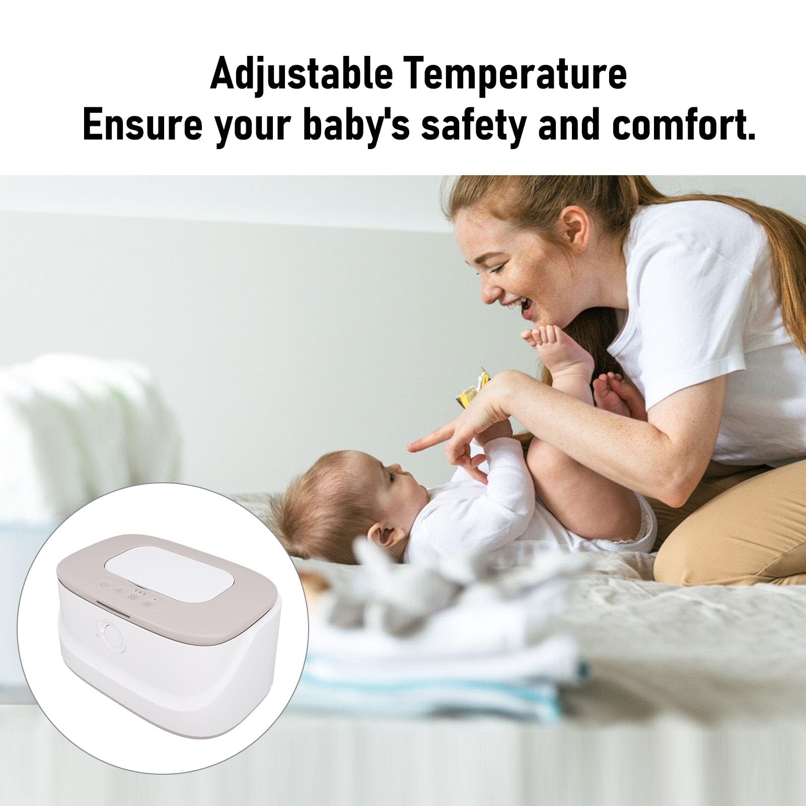 Scaldasalviette per Neonati, Distributore di Salviette per Neonati di Grande Capacità con Luce, Controllo Intelligente della Temperatura, per i Viaggi e l'Uso Domestico (GRAY)