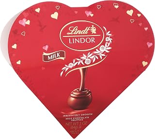 Lindt LINDOR Valentine's Milk Chocolate Candy Truffles Friend Heart, Milk Chocolate Candy with Milk Truffle Filling, 3 oz.
