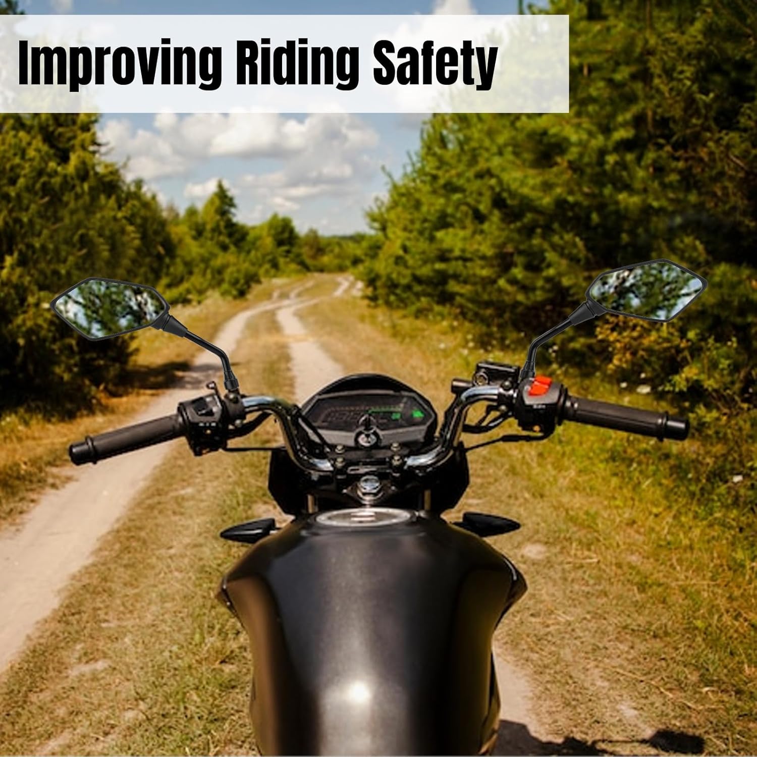 Universal Motorcycle Mirrors Hawk-eye Side Mirrors with 8/10MM Screw and 7/8" Handlebar Mount Clamp Compatible with Dirt Bike, Scooter, ATV, Moped - Image 4