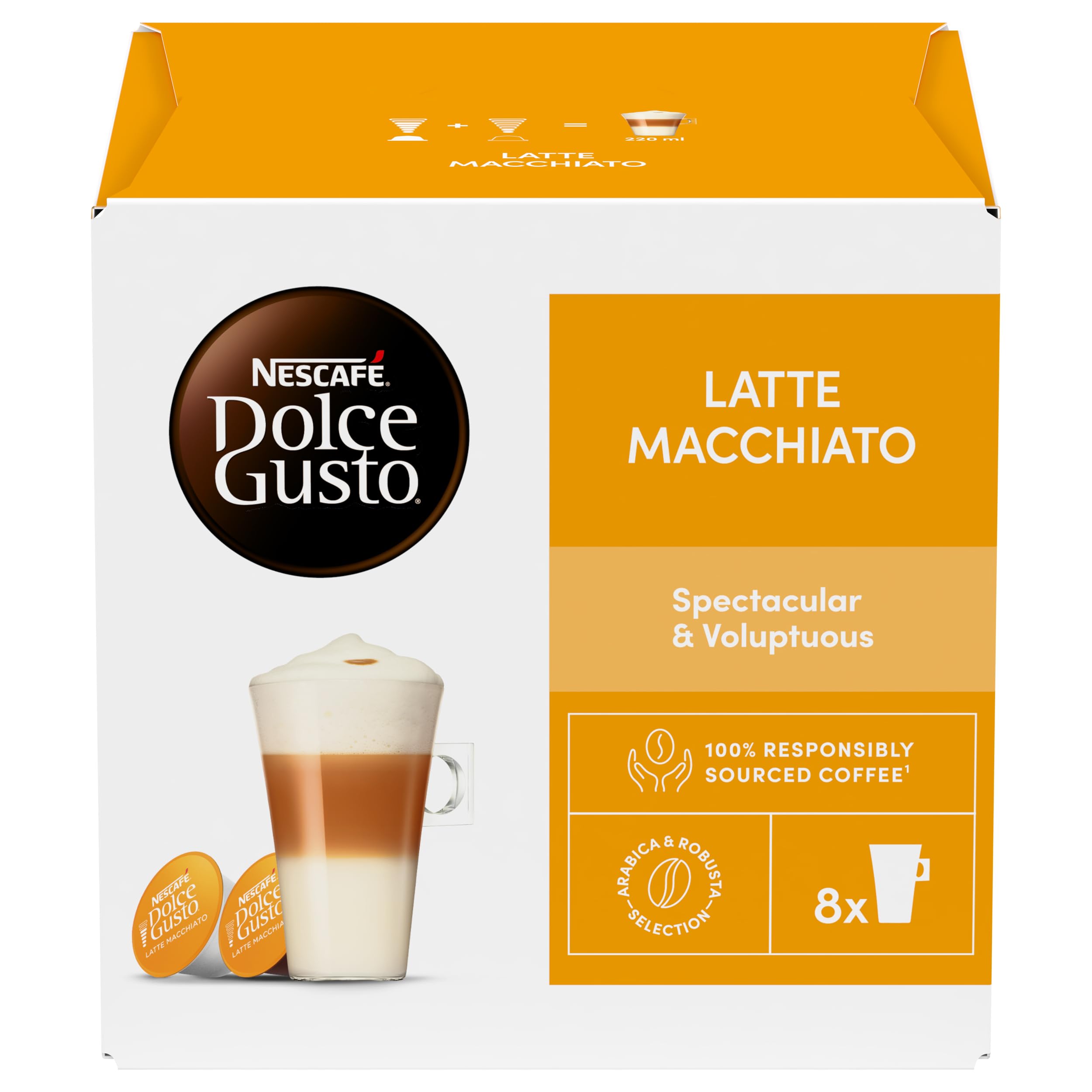NESCAFÉ DOLCE GUSTO Latte Macchiato con Caffè, 6 Confezioni da 16 Capsule (96 Capsule Compatibili Nescafé Dolce Gusto)