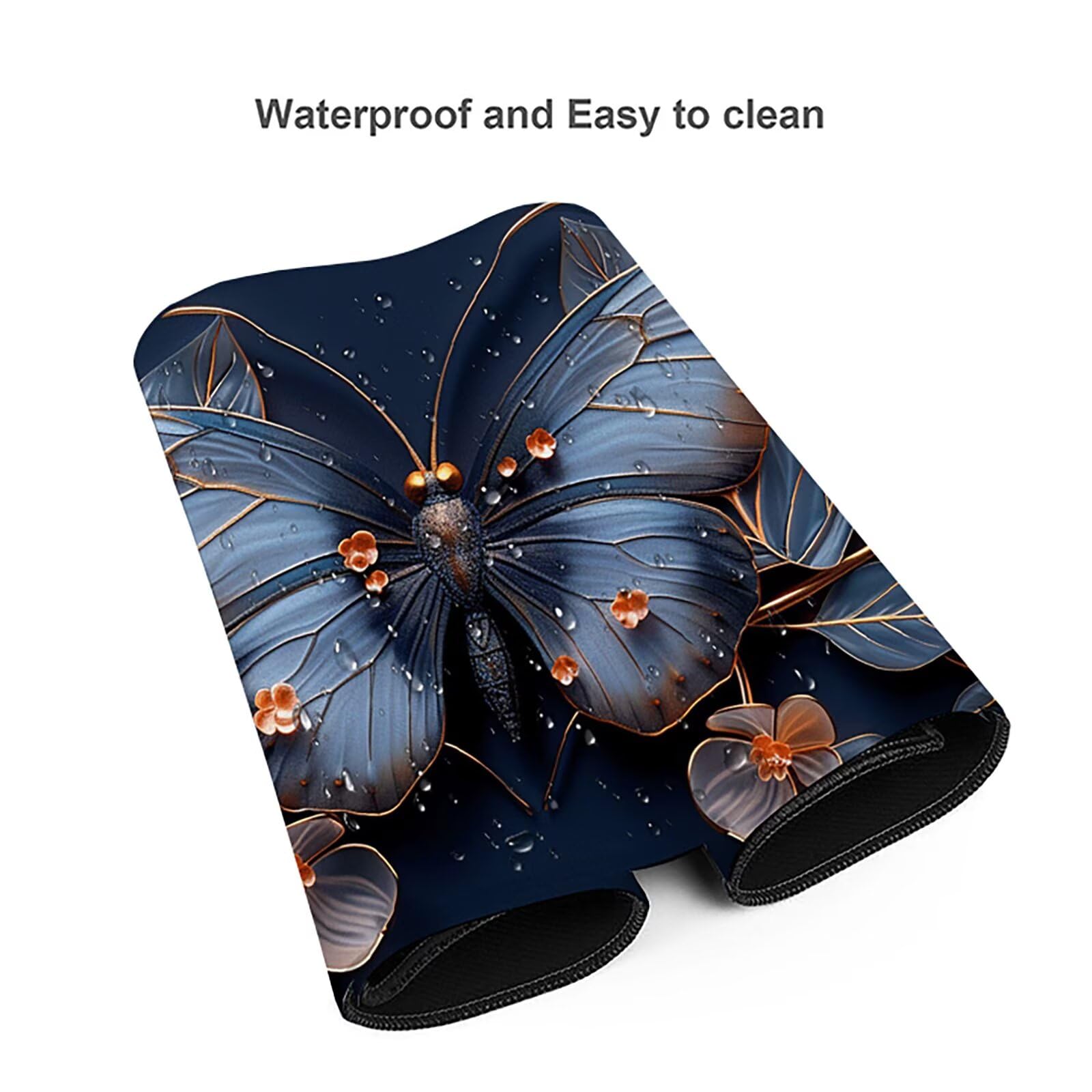 Mariposa Alfombrilla Ratón Gaming XXL 1500 x 800 mm, Alfombrilla Gaming Azul Mousepad con Base de Goma Antideslizante, Impermeable Desk Mat para Teclado y Raton, Accesorios Gaming, Regalos H-1