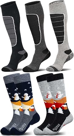 Hylaea Merino Wool Ski Socks for Adult and Kids, Baby Size Medium, Adult Size Large