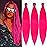 UPruyo Hot Pink Braiding Hair Pre Stretched Colored Hair Extensions Prestretched Braiding Hair Neon Pink Knotless Yaki Texture Synthetic Hair for Micro Box Braids (26 Inch Folded 3 Packs)