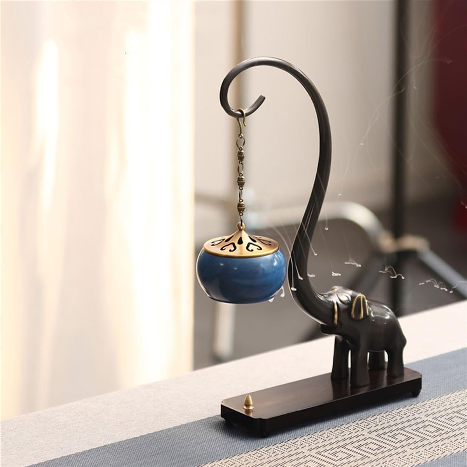 Recogedor de Cenizas Quemador de Incienso Colgante Cobre, Quemador reflujo, Soporte en Forma Elefante, colección Regalos Decorativo