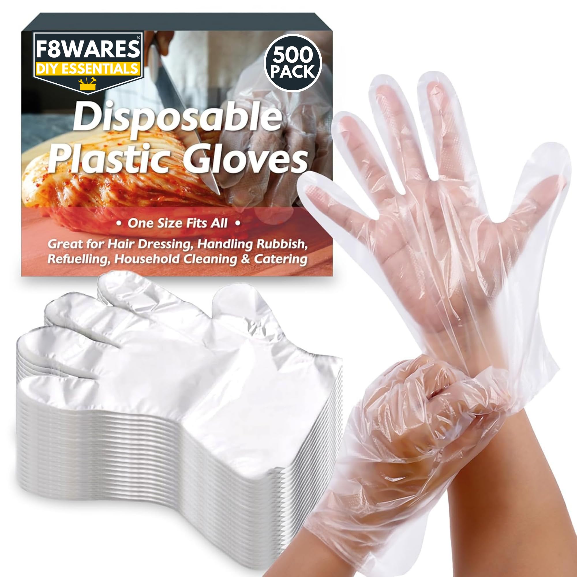 F8WARES 500PK Plastic Gloves Disposable - Transparent disposable gloves for kitchen hand gloves - Use & Throw Gloves - Polythene Cleaning Gloves (B0BR9WFT8D) Amazon Price History, Amazon Price Tracker