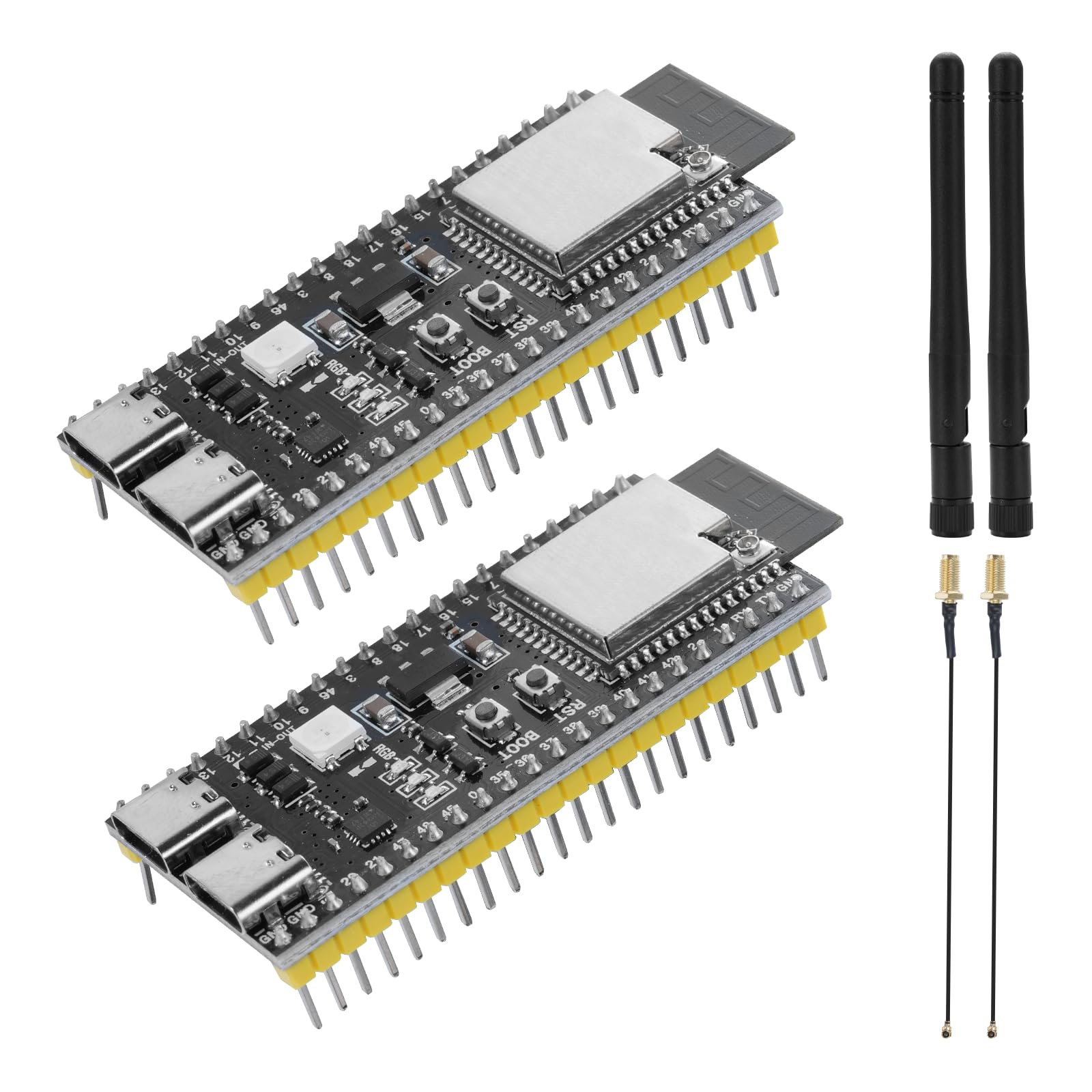 ESP32-S3 DevC-1-N16R8-S3 Scheda di sviluppo con connettore IPEX (Plus 1 antenna) AYWHP Wi-Fi + modulo BLE MCU ESP32-S3 completamente integrato compatibile con Arduino (2 pezzi)