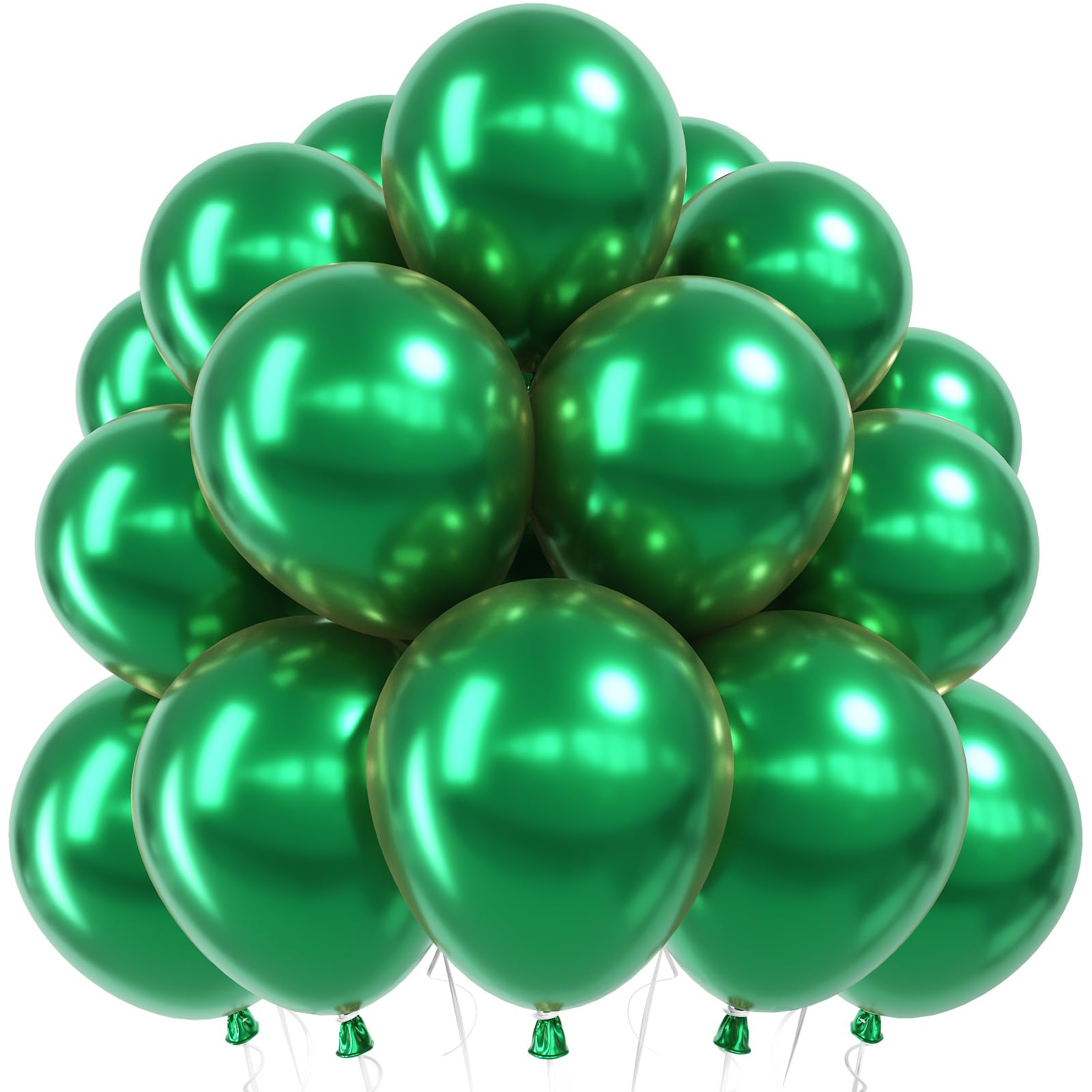 Jobkoo Metallic Green Balloons, 12 Inch Chrome Dark Green Latex Balloon โ image 1