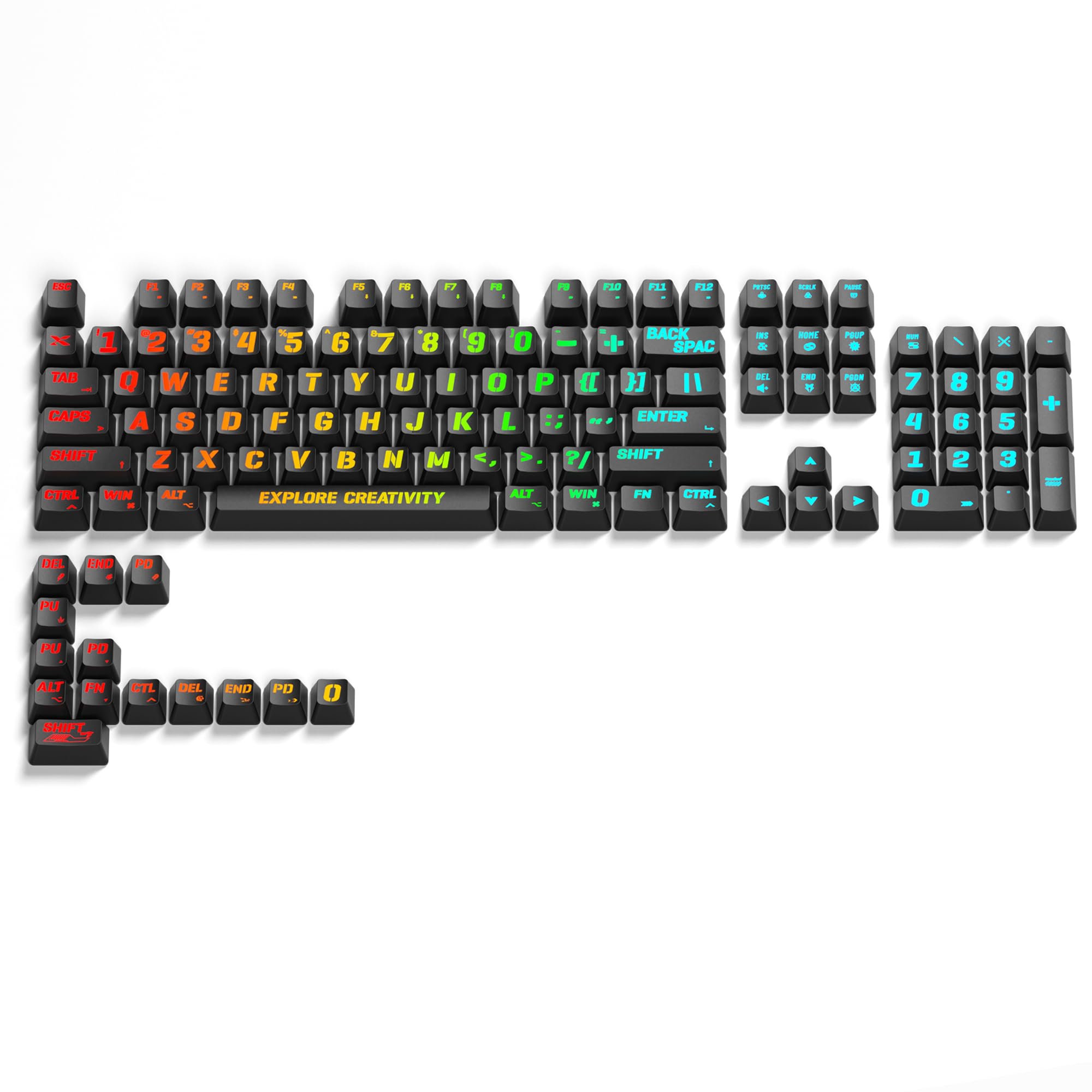HITIME x XVX Keycaps 60 75 100 Percent - Shine Through Custom Keycaps w/IMD Tech, Large Font, Big Lettering Key Cap for Mechanical Keyboards, Full 118