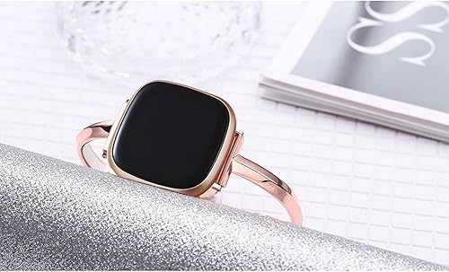 Vista 31 de Correa de metal delgada compatible con Fitbit Versa 4/Fitbit Sense 2 Band Cute Women (dorado)