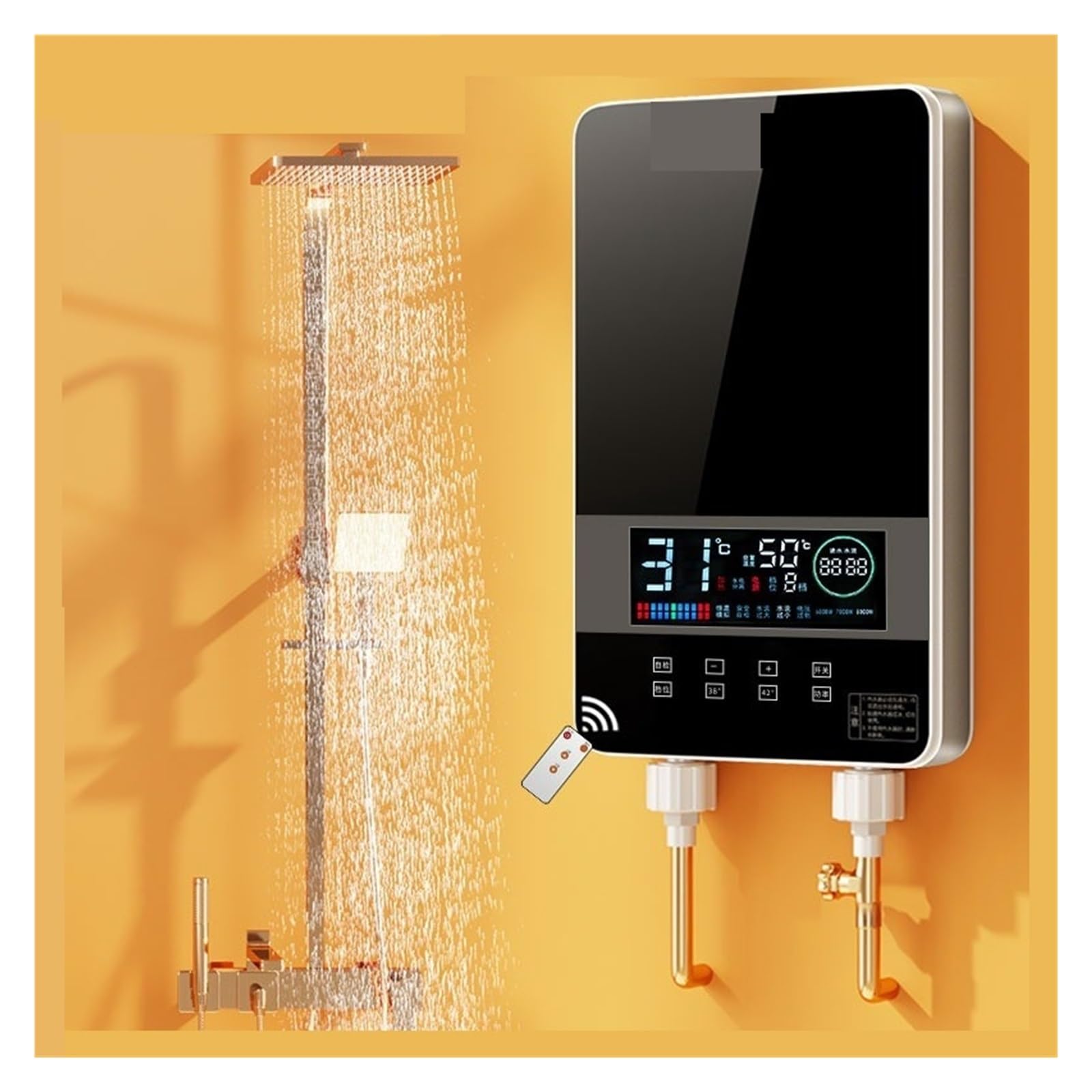 Scaldabagno Elettrico, Scaldabagno Elettrico Istantaneo for Uso Domestico Hotel Smart Shower Machine Parrucchiere Scaldabagno Veloce Telecomando Touch Screen A LED(White)