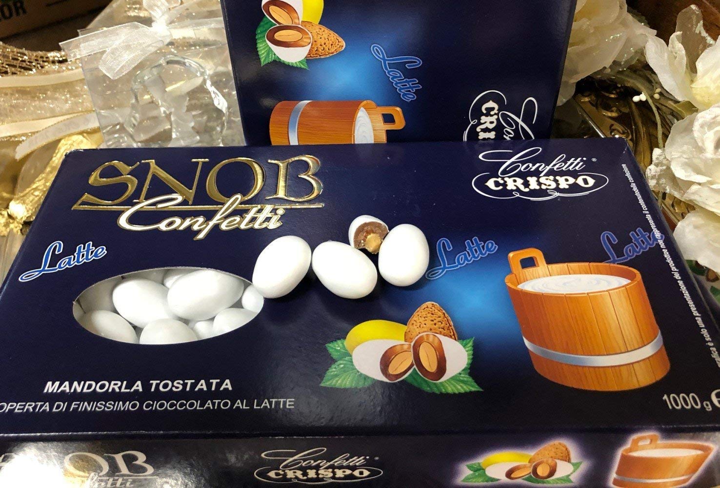 Italian Tiramisu Toasted Almonds Covered with Chocolate and Sugar Layers from Confetti Crispo Italy - 1 Kilo, 2.2 LBS (One or Two Boxes)