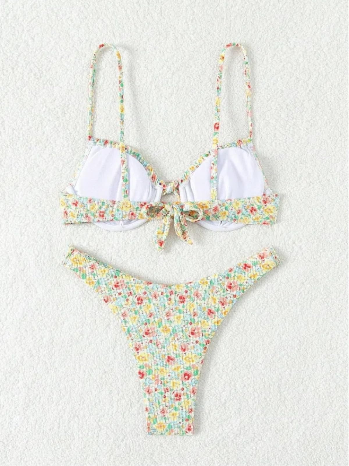 Bikini Mujer Mujeres Floral Impresión Push Up Set Correa Ajustable Traje De Baño Ropa Playa-Yellow-m