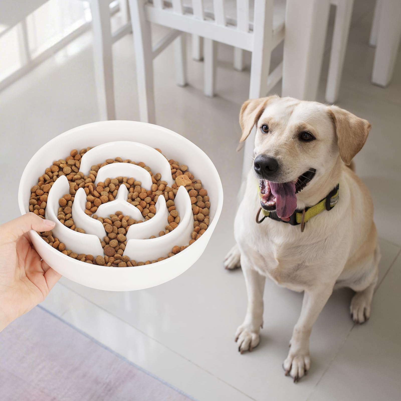 Comedero Lento para Perros de Cerámica, Cuenco Antiahogo con Diseño Laberinto, Pesado y Antideslizante, Apto Lavavajillas, para Cachorros y Perros Pequeño Mediano Grande
