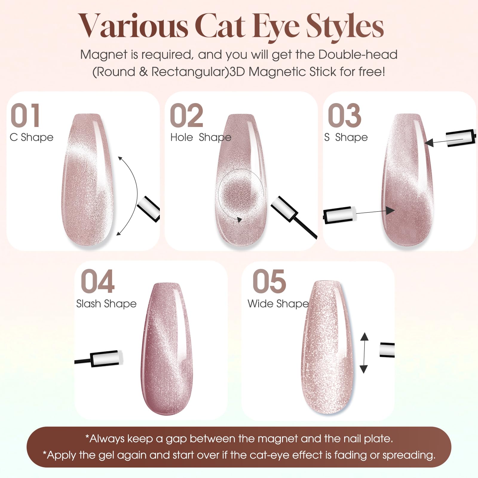 ROSALIND Lakier do paznokci UV Cateye, 12 kolorów, czerwony, niebieski, fioletowy, żel do paznokci Cat Eye