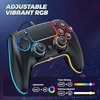 Vista 3 de GUOC Wired Controller Compatible for PS-5/Pro/Slim/PC, Hall Effect Sticks & 7 RGB LED Mode & haptic Feedback & Motion Sensing, 3.5mm Audio Jack