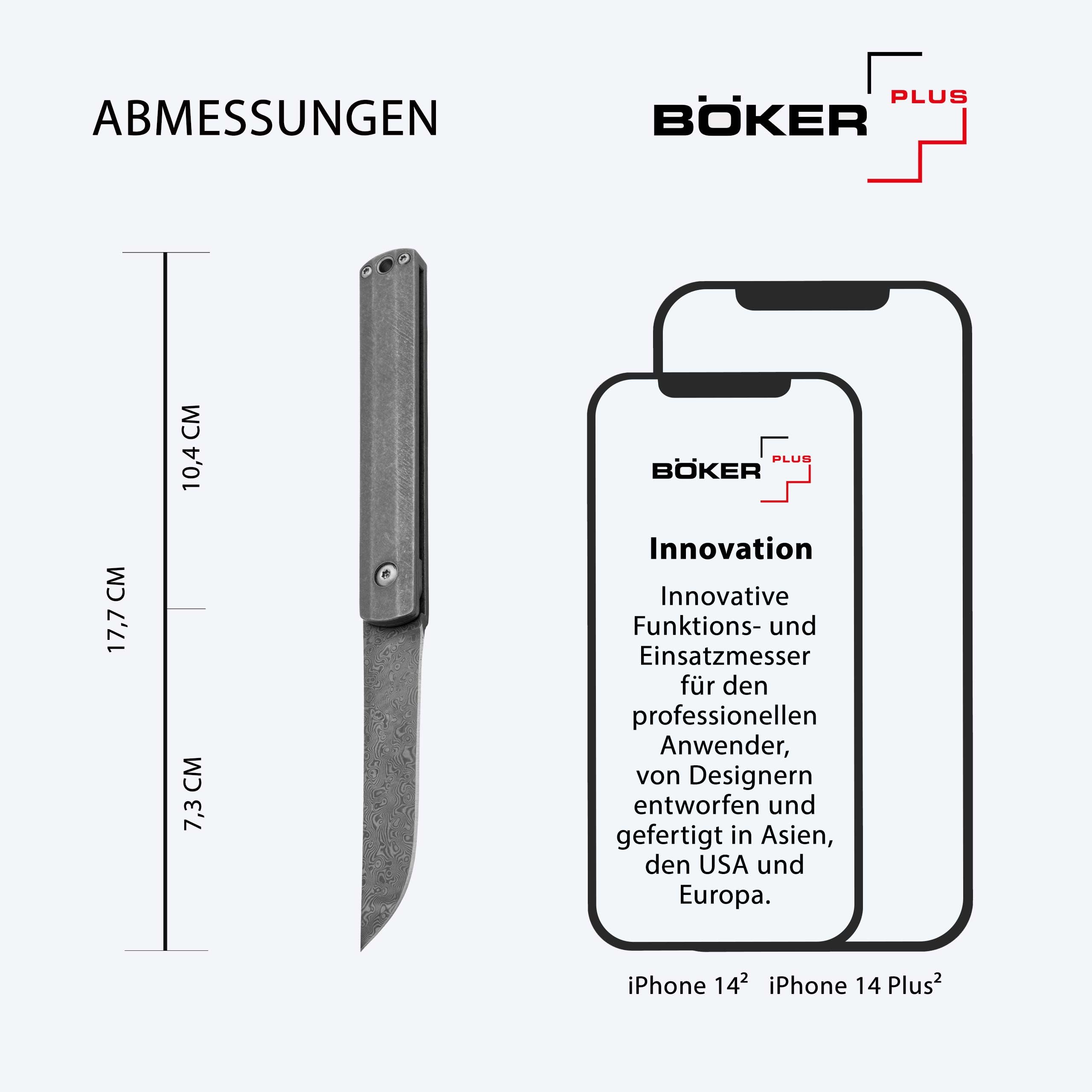 BÖKER PLUS® Wasabi Damast - hochwertiges Damaszener Taschenmesser japanischer Stil - EDC 110 Lagen Damast Klapp-Messer mit Titan Griff in Geschenkbox