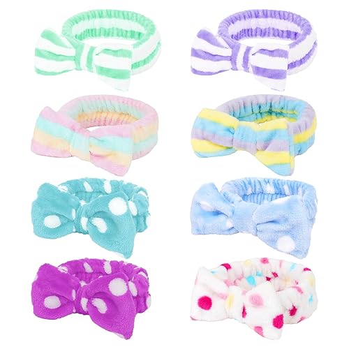 Ondder 8 diademas de spa, diadema de maquillaje, diademas para el cuidado de la piel, diademas de tela de rizo, diadema de lavado facial, diadema