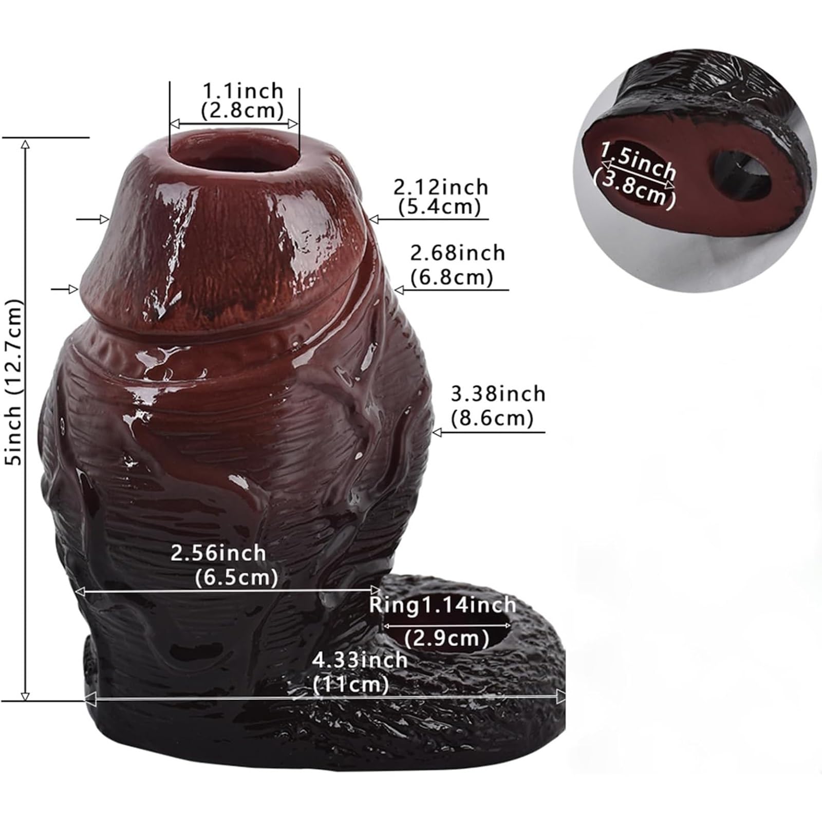 Manicotto for pene da uomo con manica realistica da 5" con anello for il pene, giocattolo del sesso adulti guaina in silicone riutilizzabile l'ingrandimento, strumento il sesso degli uomini(B)