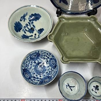 中国明時代　黄南京中皿5枚　幅約17㎝　東Y7-0110☆2Fトサチ 中国明時代 古染付皿2枚 直径14.5/20.7㎝ 東さ6-0913③ - メルカリ