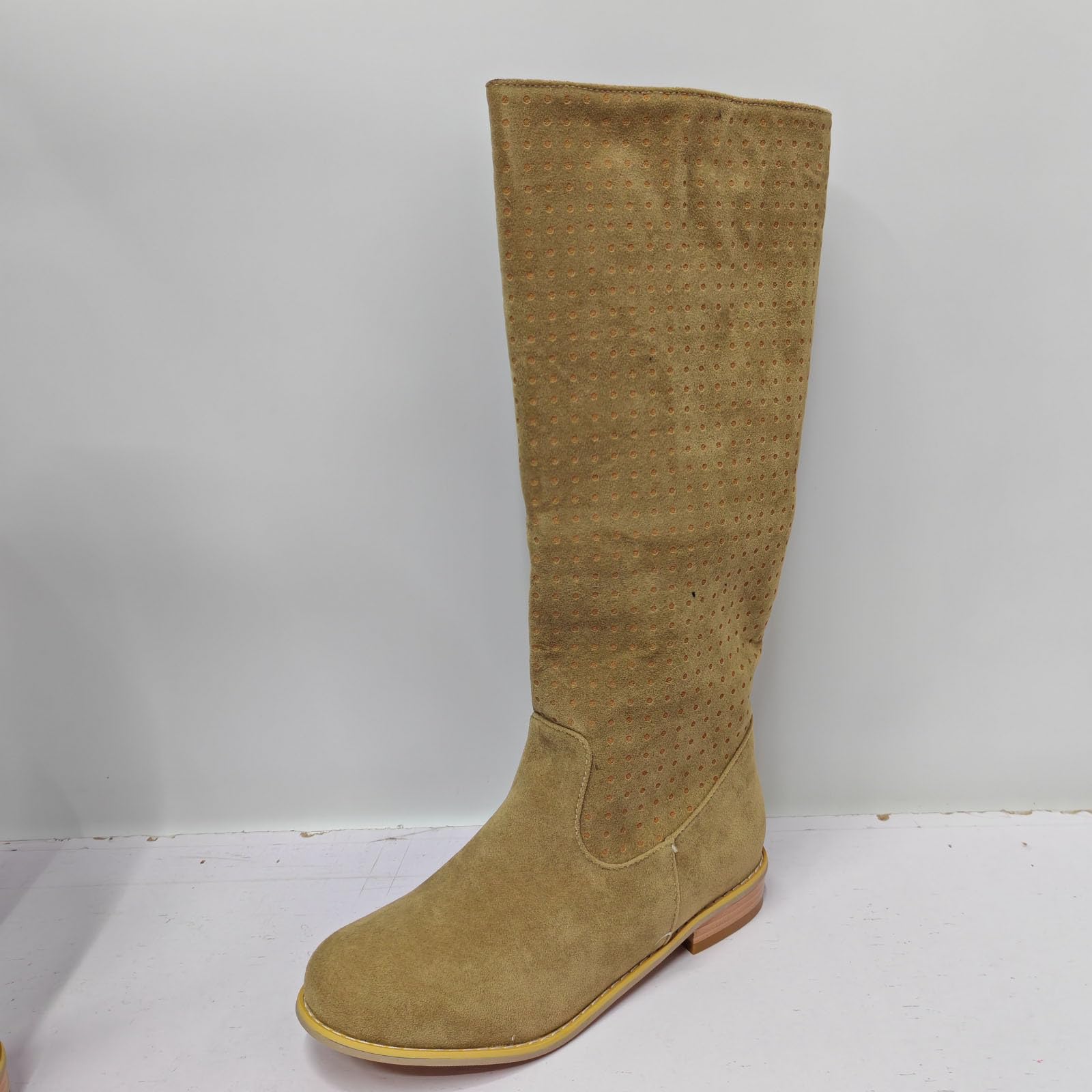 Generisch Stivali da equitazione da donna comodi e traspiranti in pile con tacco basso e testa rotonda per donna in inverno e in inverno