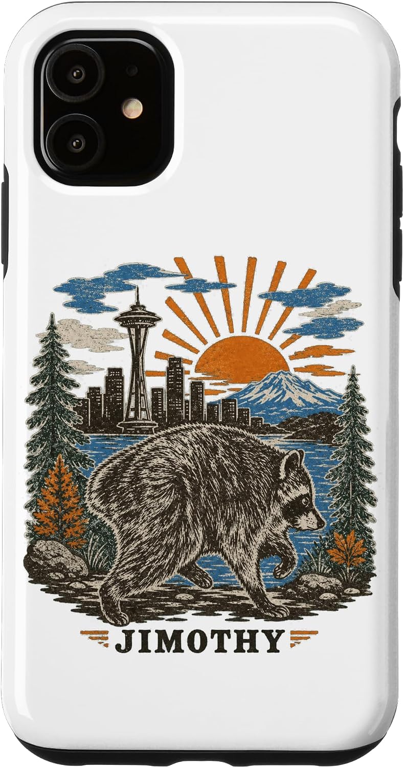 Jimothy Raccoon from Seattle Retro Viral Trash Panda Meme Case for iPhone 11
