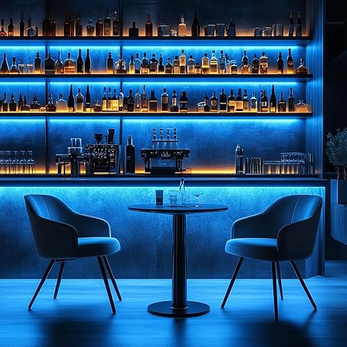 Miniatura 9 de Tira de luces LED azul hielo, 320 LED, paquete de 2 unidades de alto brillo para uso en interiores, 0.315 in, tira de cinta LED flexible de 5 V de