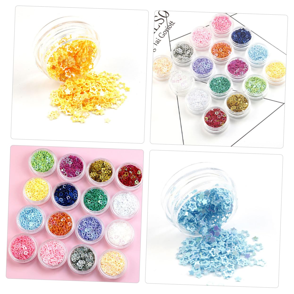 FOMIYES 4 Set Decorazioni Per Unghie Glitterate A Forma Di Stella A Cinque Punte Per Nail Art Decorazione Per Nail Art Eleganti Paillettes Per Unghie Affascinanti Paillettes Per 16box*4