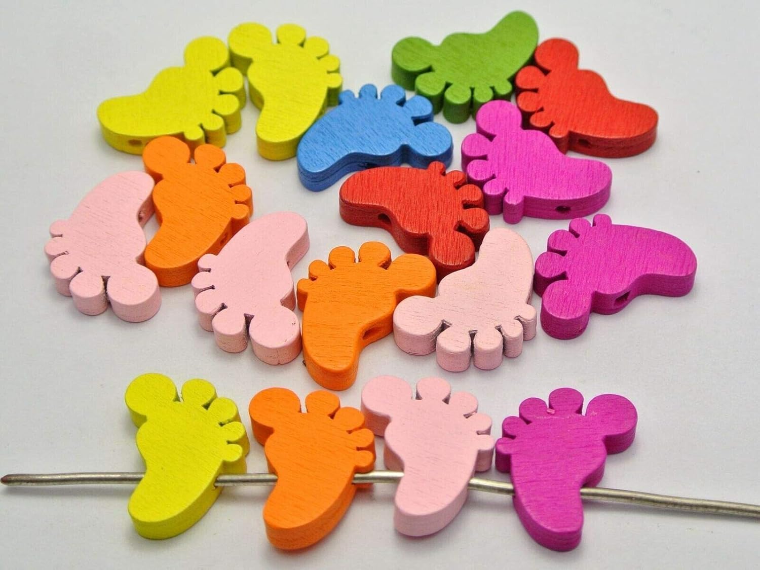 Beads Craft DIY Mixed Bright Color Cute Wood Beads Wooden Charms Various Wholesales - (Shape and Qty:250pcs 22X15mm Foot)