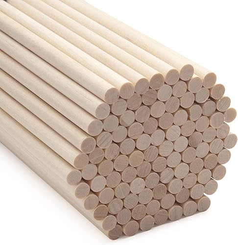 Miniatura 15 de Varillas de Clavija de Madera Tacos de Madera para Manualidades, 50 PCS 1/4 x 15 pulgadas Palos de Madera para Manualidades, Tacos Redondos