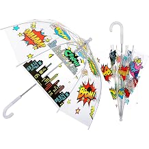 Kids Umbrella for Boys Girls Hero Clear Bubble Umbrellas with an Easy Grip Curved Handle Transparent Dome Safety Windproof for Hero Party Favors Birthday Rewards Supplies