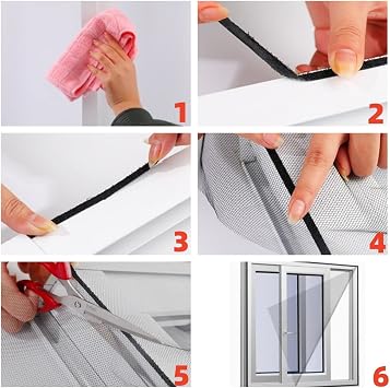 Fly Screens for Windows, 2Pack Window Net, Mosquito Net Window Mesh Insect Screen, Cut to Size (130 x 150cm,Black)